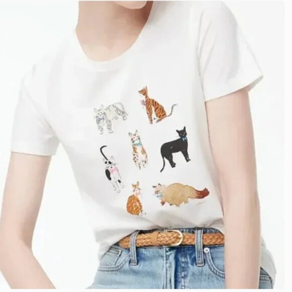 ⭐️ Cat Graphic Kitten Boho Modern Classy Preppy Cute Chic Glam Hipster Tee Top - Picture 3 of 4